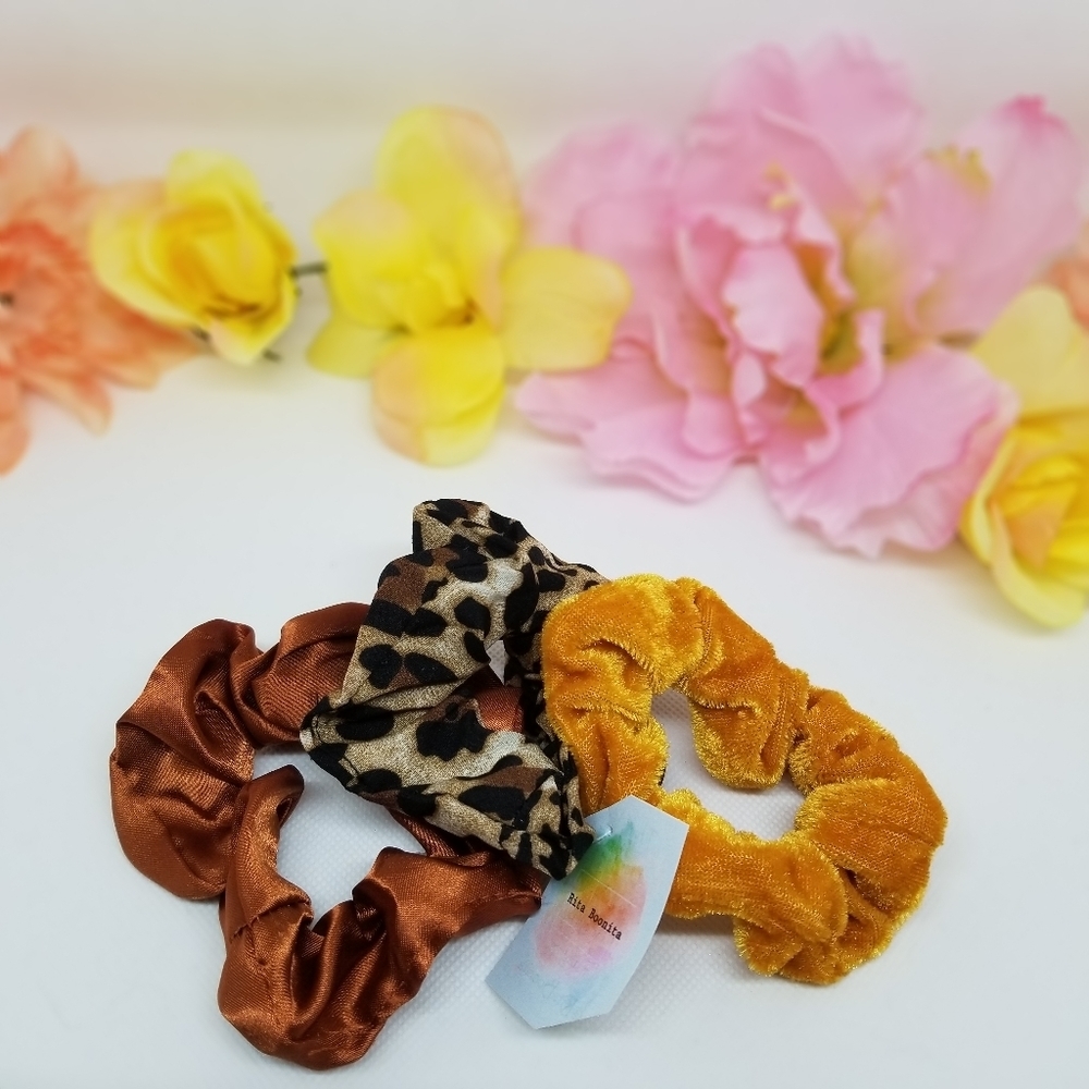 NEW scrunchies- rustic brown cheetah